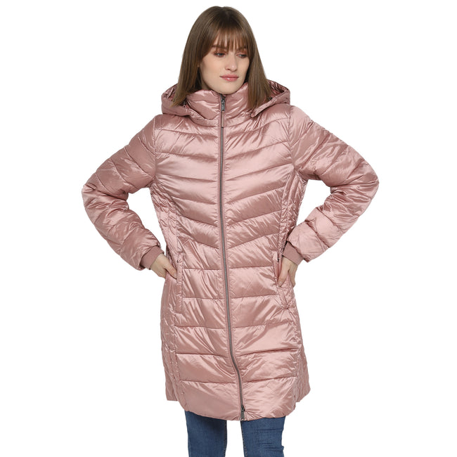 Tom Tailor Women's Puffer Jacket Knee Length Down Coat (Vintage Rose)