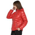 Tom Tailor Puffer Jacket with Front Zip and Hoodie for Women (Scarlet Red)