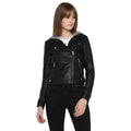 Tom Tailor Women's Leather Black Jacket with Hoodie