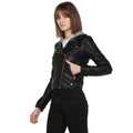 Tom Tailor Women's Leather Black Jacket with Hoodie