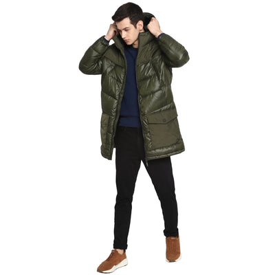 Tom Tailor Long Quilted Jacket with Hooded for Men