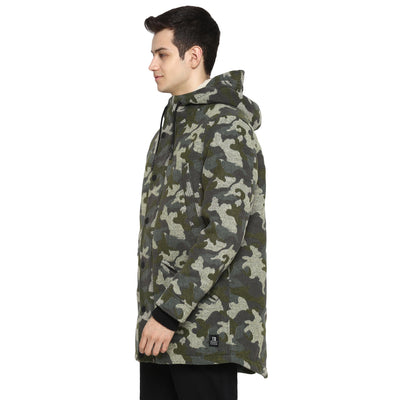 Tom Tailor Men's Camo-Print Jacket with Hoodie