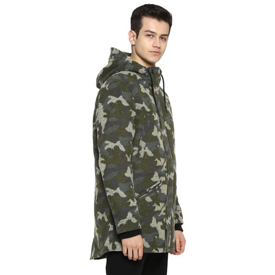 Tom Tailor Men's Camo-Print Jacket with Hoodie