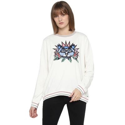 Tom Tailor Round Neck Sweatshirt with Patchwork for Women