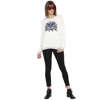 Tom Tailor Round Neck Sweatshirt with Patchwork for Women