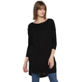 Tom Tailor Women's Long Sweater Loose Fit Boat Neck Winter Dress (Black)