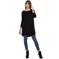 Tom Tailor Women's Long Sweater Loose Fit Boat Neck Winter Dress (Black)