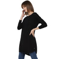 Tom Tailor Women's Long Sweater Loose Fit Boat Neck Winter Dress (Black)