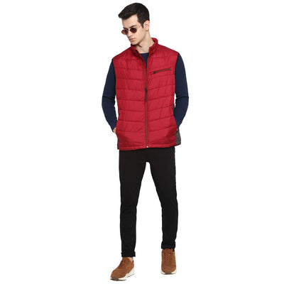 Tom Tailor Men's Quilted Sleeveless Winter Jacket (Ivy Red)