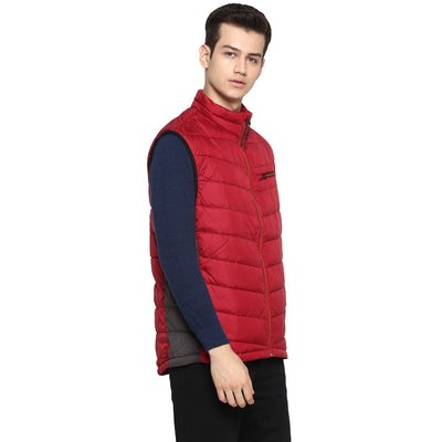 Tom Tailor Men's Quilted Sleeveless Winter Jacket (Ivy Red)