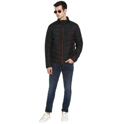 Tom Tailor Solid Puffer Jacket for Men (Black)