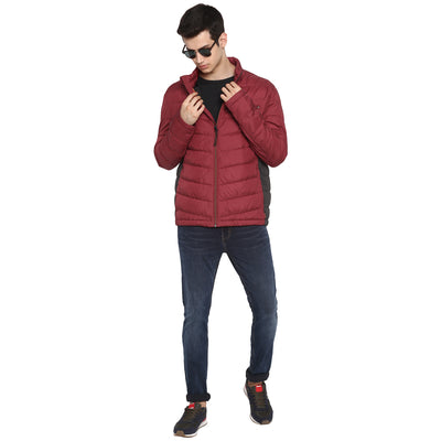 Tom Tailor Red Solid Puffer Jacket for Men