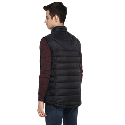 Tom Tailor Half Jacket for Men Puffer Half Sleeves Jacket (Black)