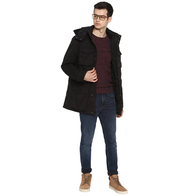 Tom Tailor Hooded Parka Black Jacket for Men