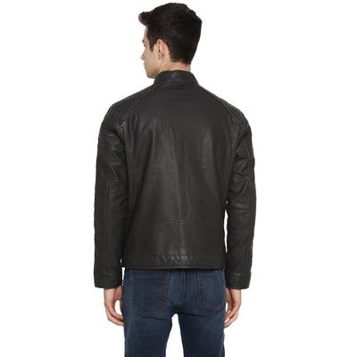 Tom Tailor Biker Leather Jacket For Men (Brown)