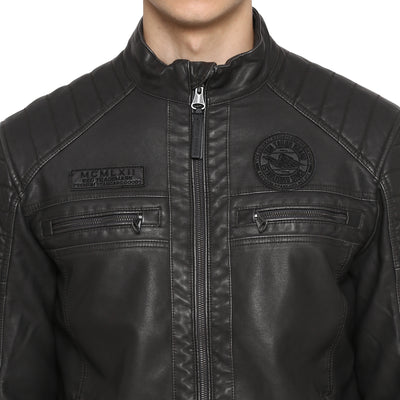 Tom Tailor Biker Leather Jacket For Men (Brown)