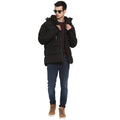 Tom Tailor Men's Puffer Jacket with Hoodie Padded Long Black Jacket