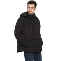 Tom Tailor Men's Puffer Jacket with Hoodie Padded Long Black Jacket