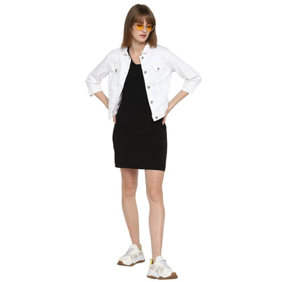 Tom Tailor Plain Cotton Jacket for Women (White)