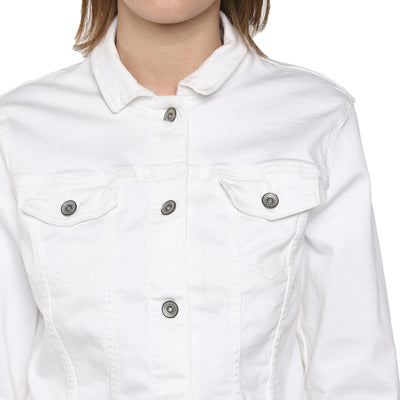 Tom Tailor Plain Cotton Jacket for Women (White)