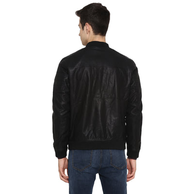 Tom Tailor Men's Biker Leather Jacket (Black)