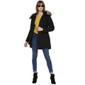 Tom Tailor Parka Jacket with Fur Hooded Coat for Women (Black)