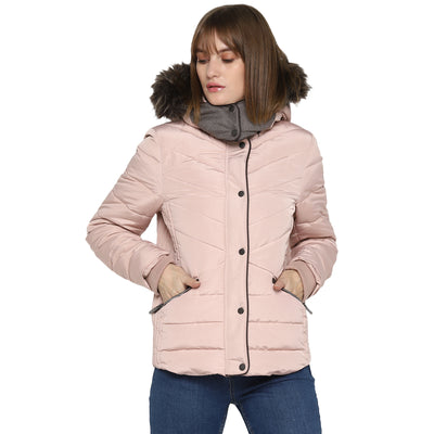 Tom Tailor Quilted Jacket with Furry Hoodie for Women