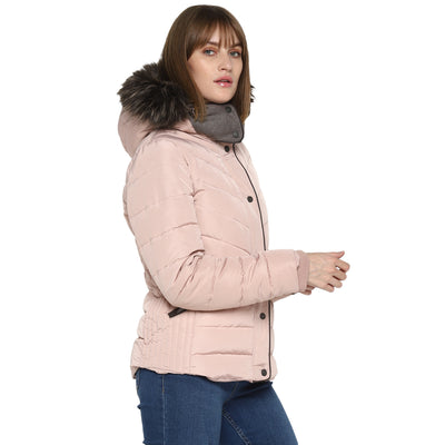 Tom Tailor Quilted Jacket with Furry Hoodie for Women