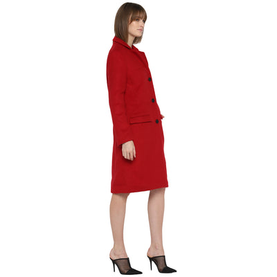 Tom Tailor Full Sleeves Long Coat for Women (Red)