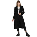 Tom Tailor Lapel Long Coat with Detachable Waist Belt (Black)