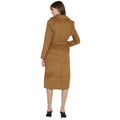 Tom Tailor Lapel Long Coat with Detachable Waist Belt (Brown)