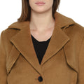 Tom Tailor Lapel Long Coat with Detachable Waist Belt (Brown)