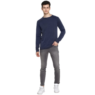 Tom Tailor Plain Winter Full Sleeves T-Shirt for Men (Blue)