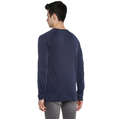 Tom Tailor Plain Winter Full Sleeves T-Shirt for Men (Blue)