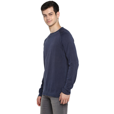 Tom Tailor Plain Winter Full Sleeves T-Shirt for Men (Blue)