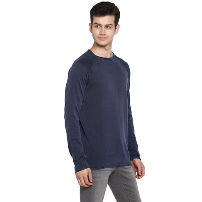 Tom Tailor Plain Winter Full Sleeves T-Shirt for Men (Blue)